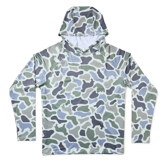 Monti Coolers - The Loyal Companion Sun Hoodie | SPF 50 - Dog Camo / XS